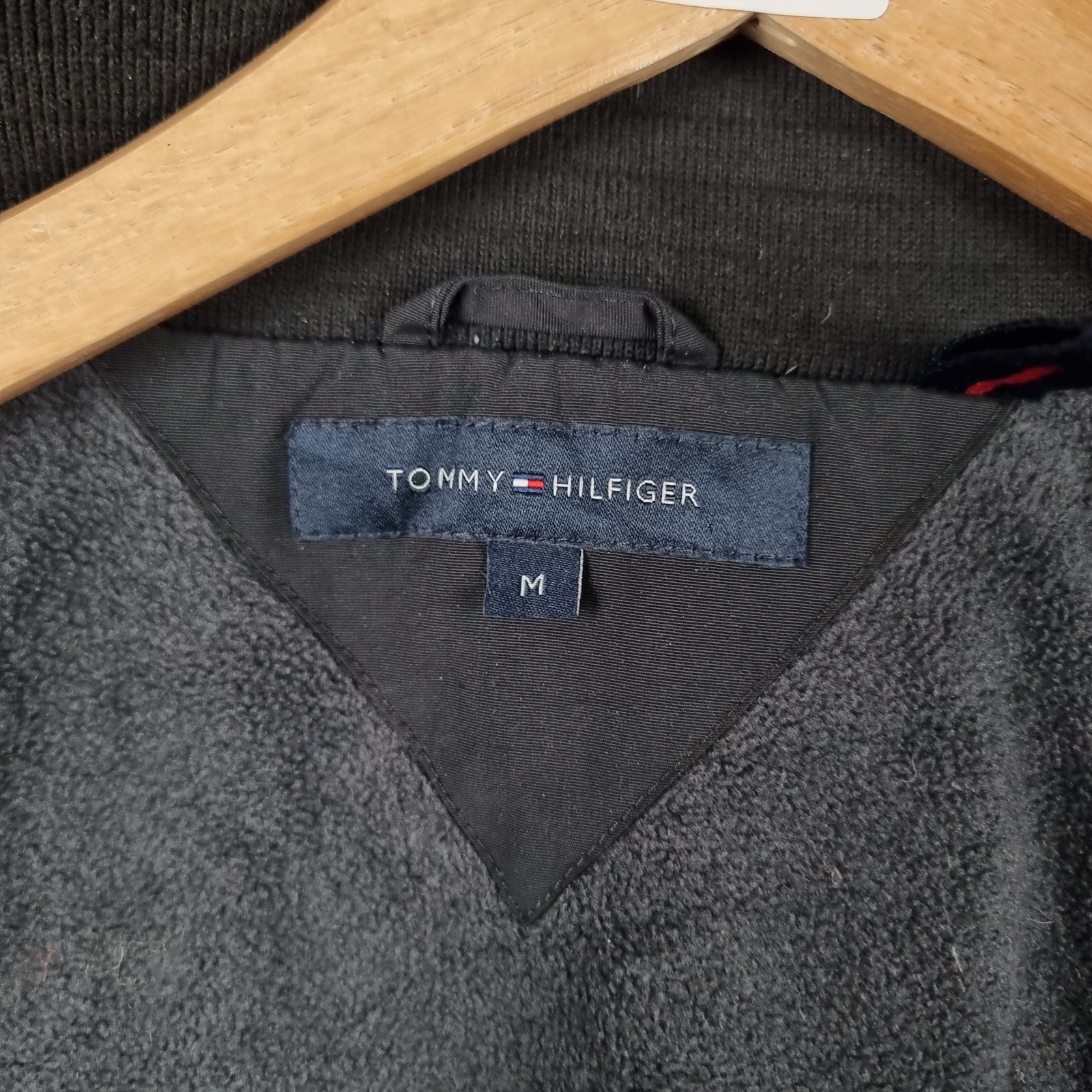 TOMMY HILFIGER Jacket Mens M Medium Black Parka Coat Hooded Insulated Lined