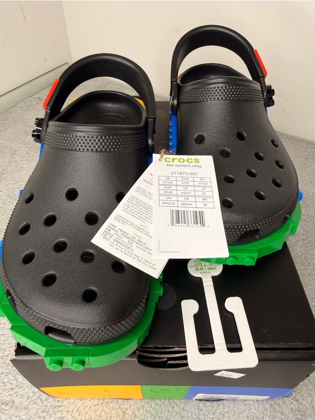 LEGO x Crocs Classic Clog Black Multi Platform NWT M7/W9 SOLD OUT RARE Lego Croc