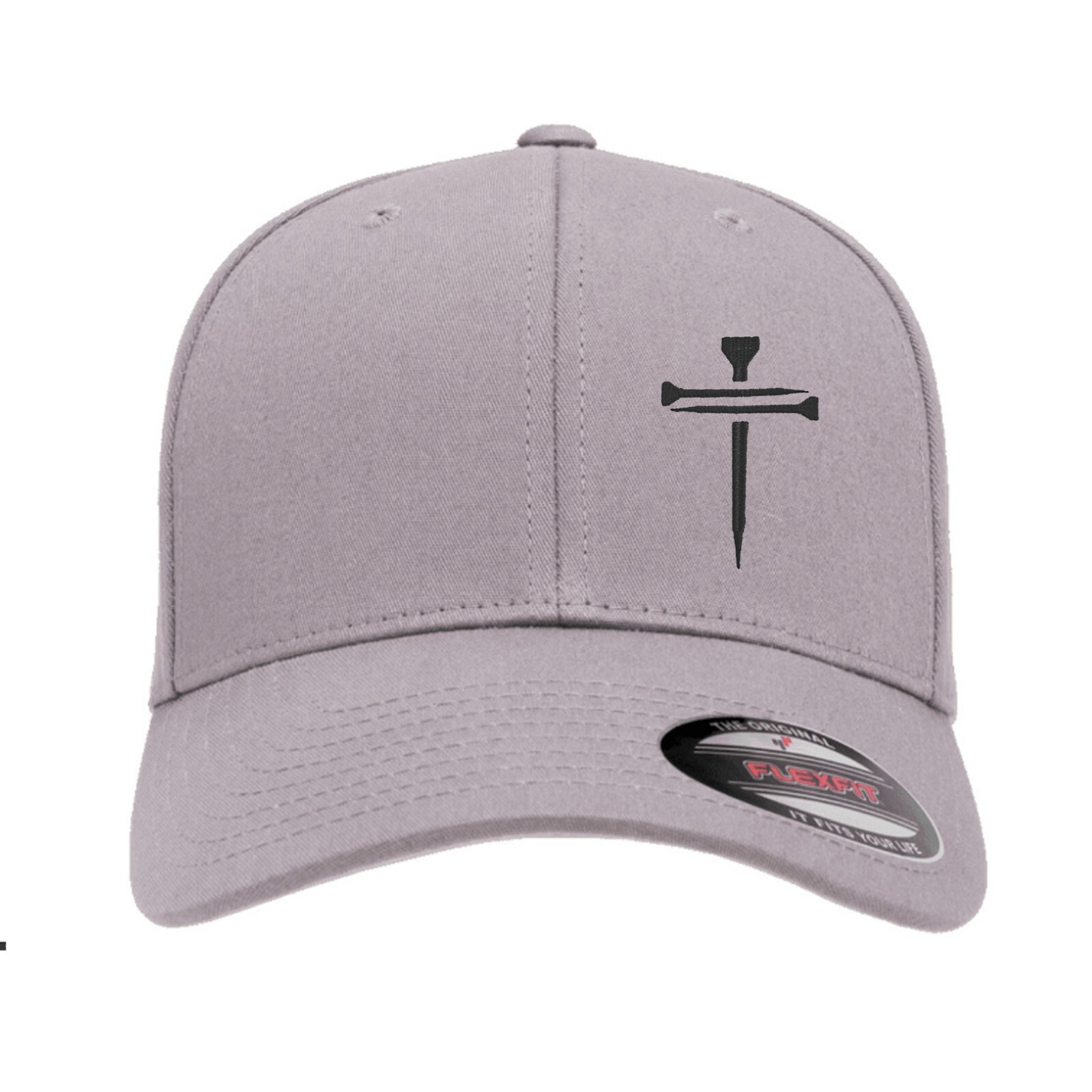 Men’s Christian Faith Cross Nails Embroidered Logo Flexfit Hat Adult Dad’s Cap