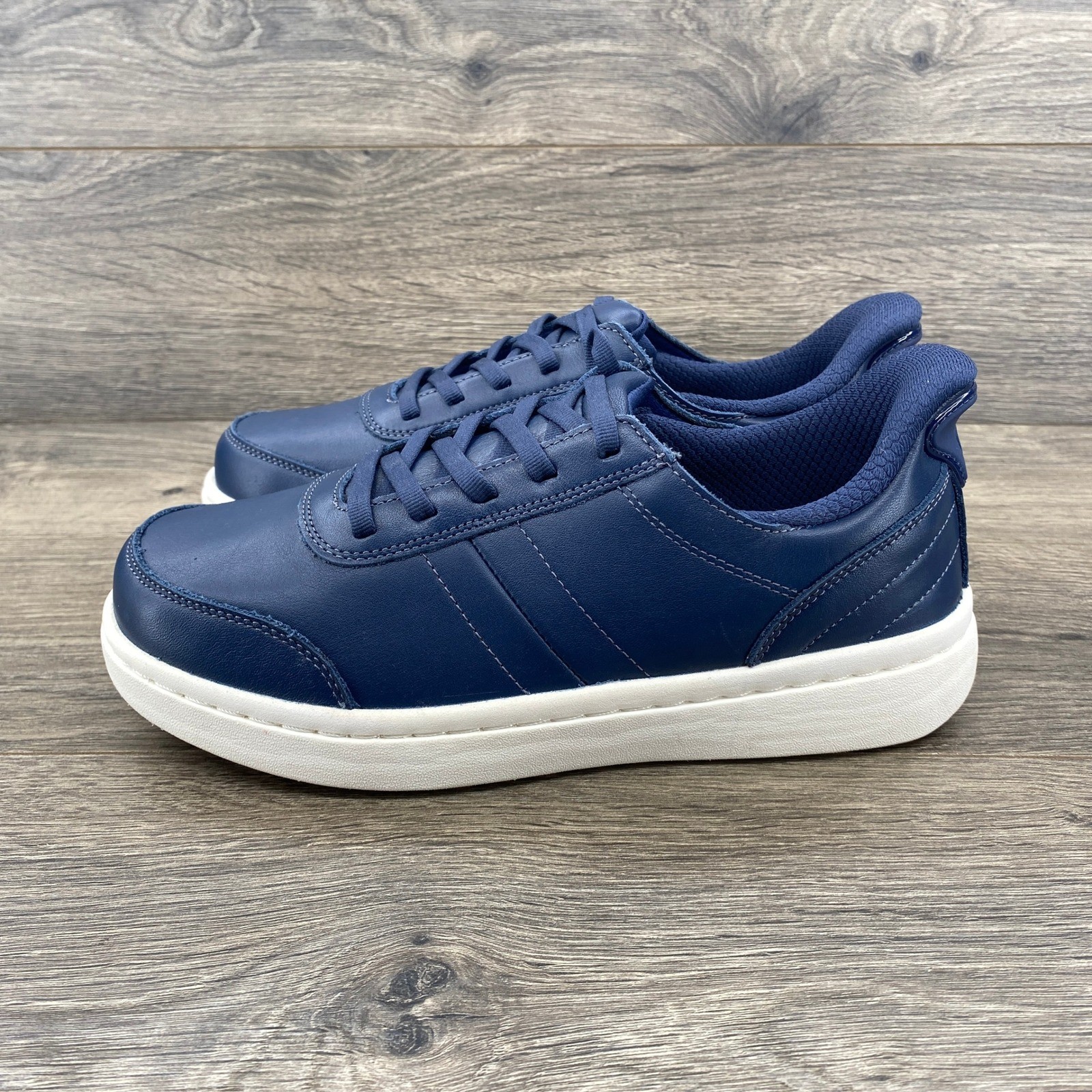 Dr Scholls 81111 Navy Blue Leather Sneakers Womens 7.5 X-Wide 2E Low Top Shoes