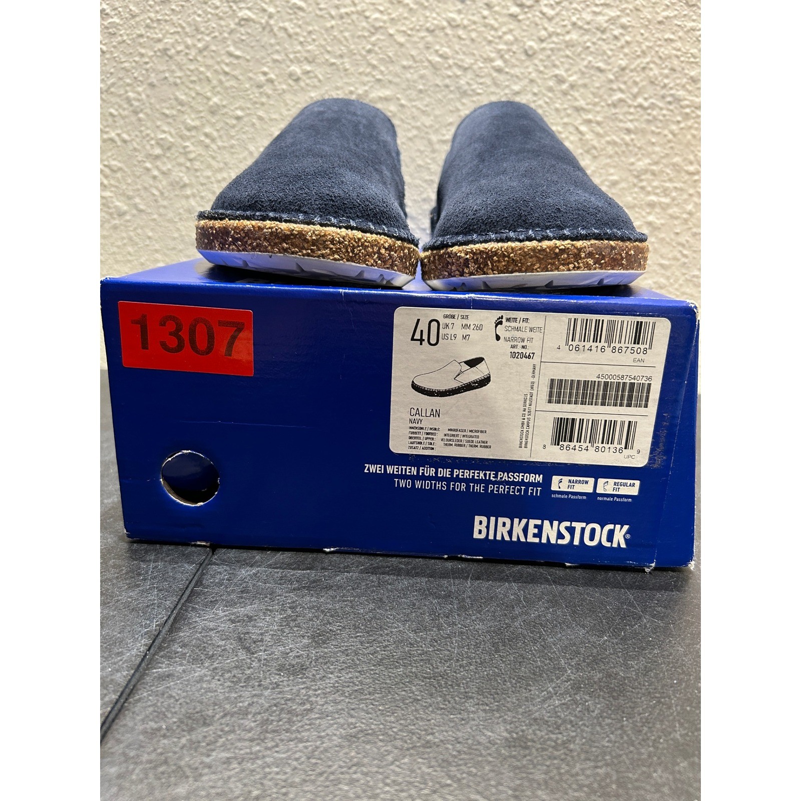 Birkenstock Callan Suede Navy EU 40 US L9 M7 Unisex