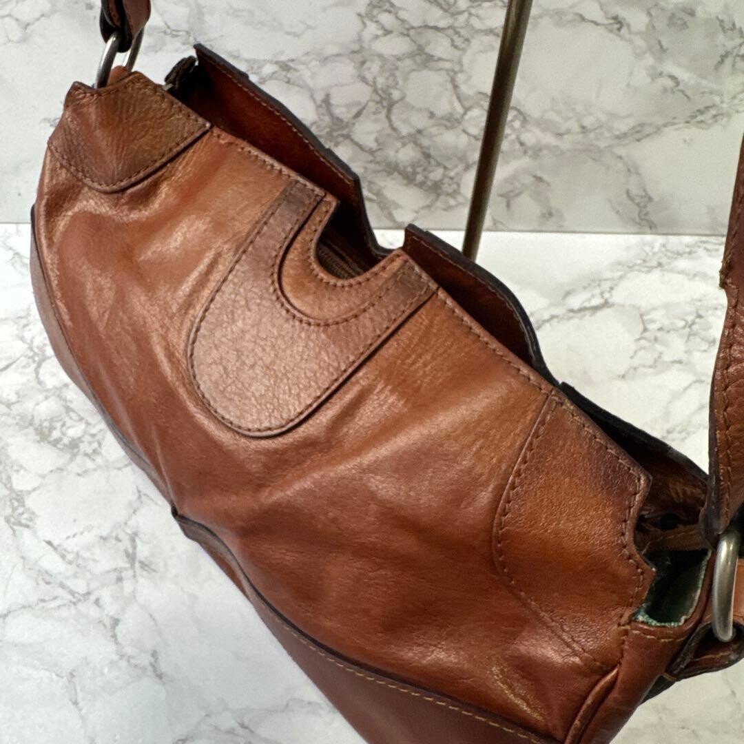 MaxMara Shoulder Bag Leather Brown Authentic From Japan