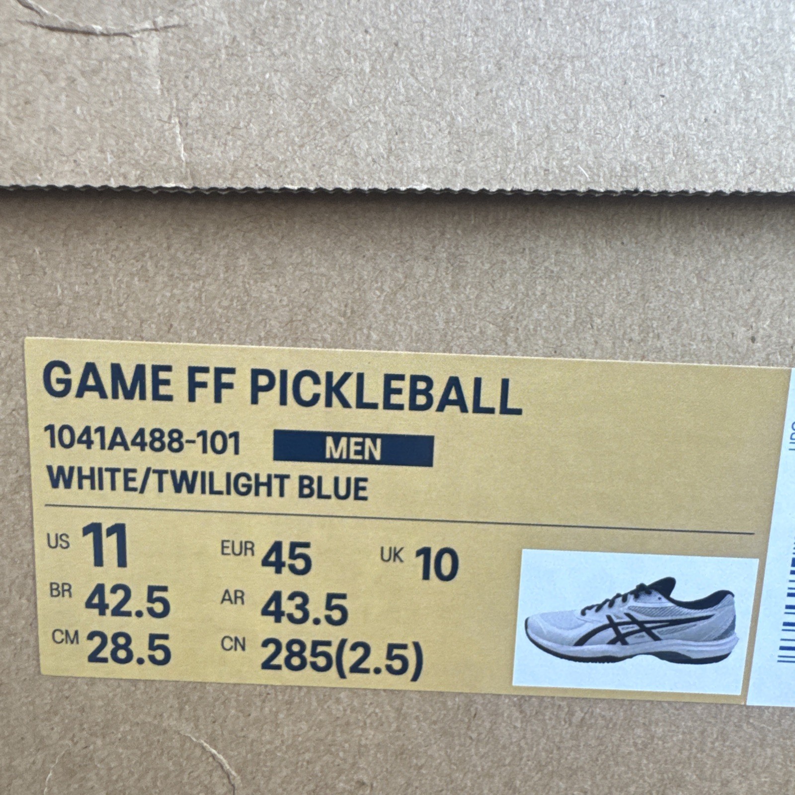 ASICS Game FF Pickleball Men’s Size 11 White/Twilight Blue 1041A488-101