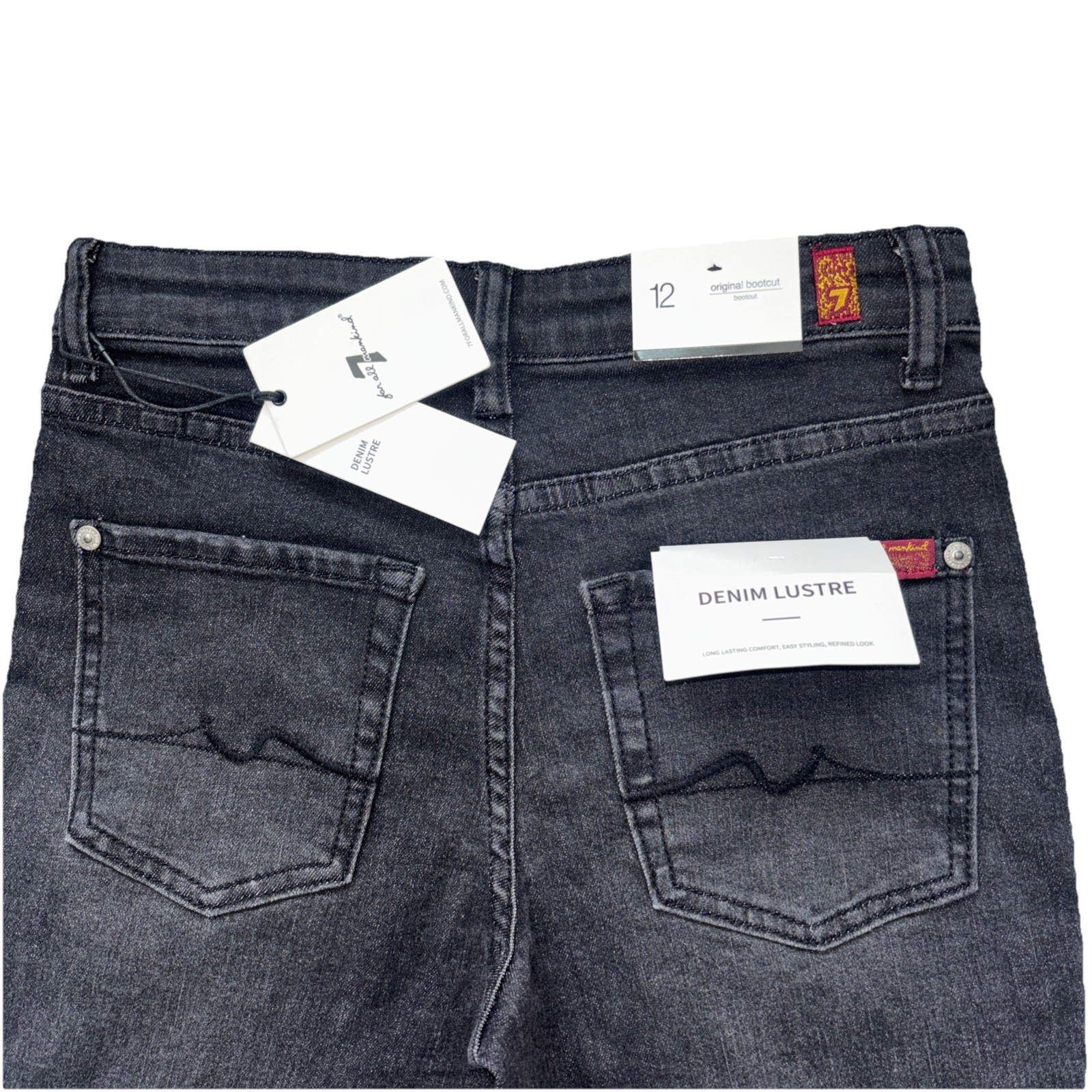 7 For All Mankind Jeans Denim Lustre Original Bootcut Charcoal Gray Women Sz 12