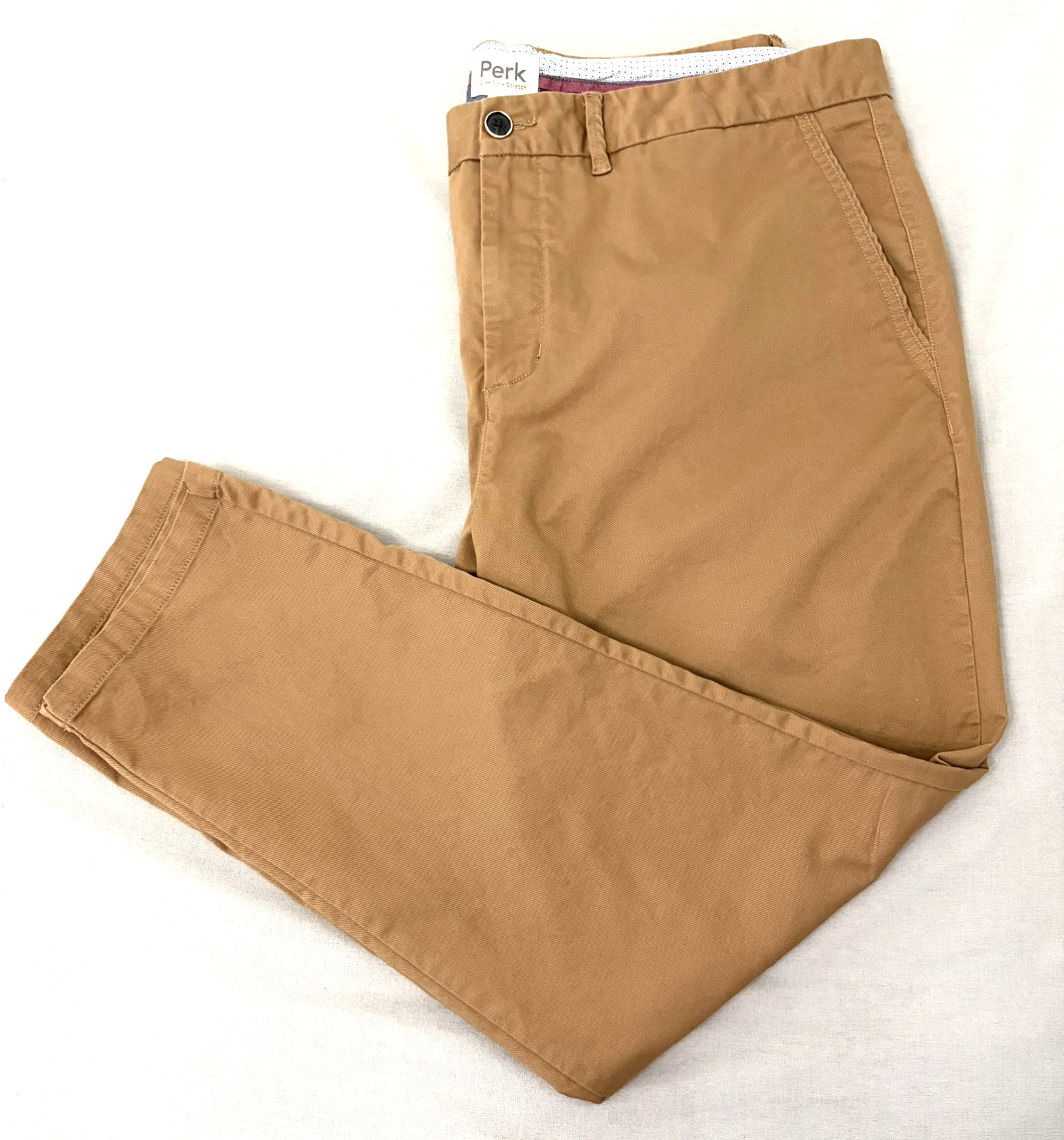 Mens Perk Slim Fit + Stretch Feel Good Chino Pants, Smooth Oak Color 42X30