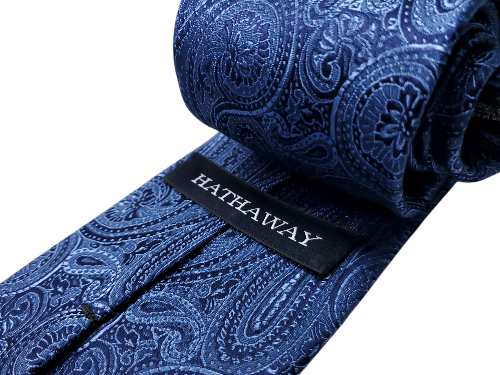 HATHAWAY Handmade 100% Silk Tie Men’s Navy Blue Paisley Necktie NEW