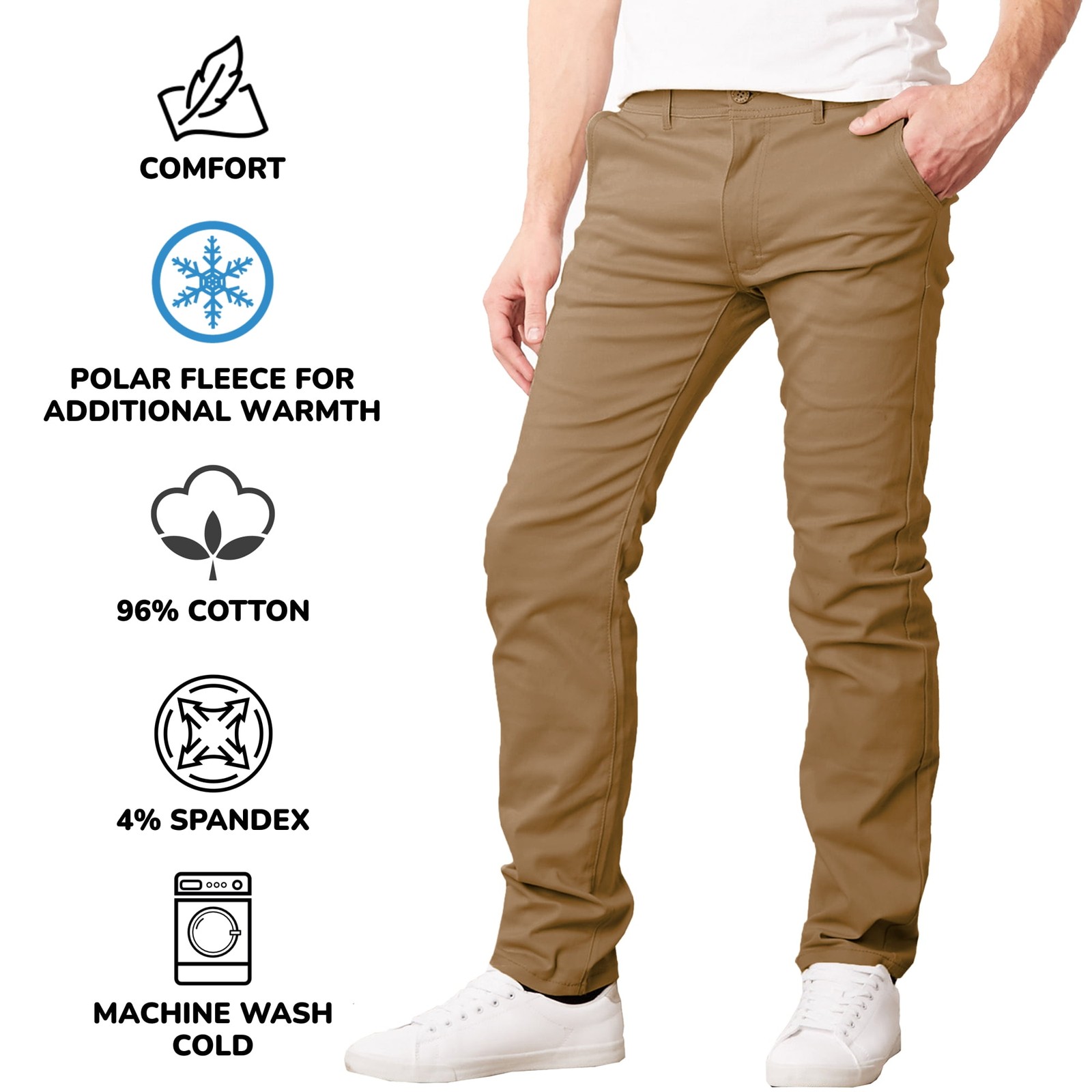 LINED STRETCH PANTS TIMBER SIZE: 38×31 – GALAXY BY HARVIC MEN’S HEAVYWEIGHT