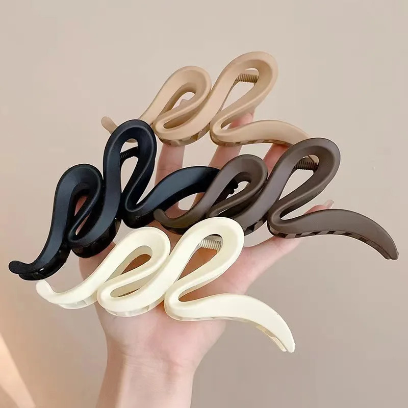 13cm Acrylic Hair Claw Clips Matte Wave Design Women Girls Hair Accessories Set