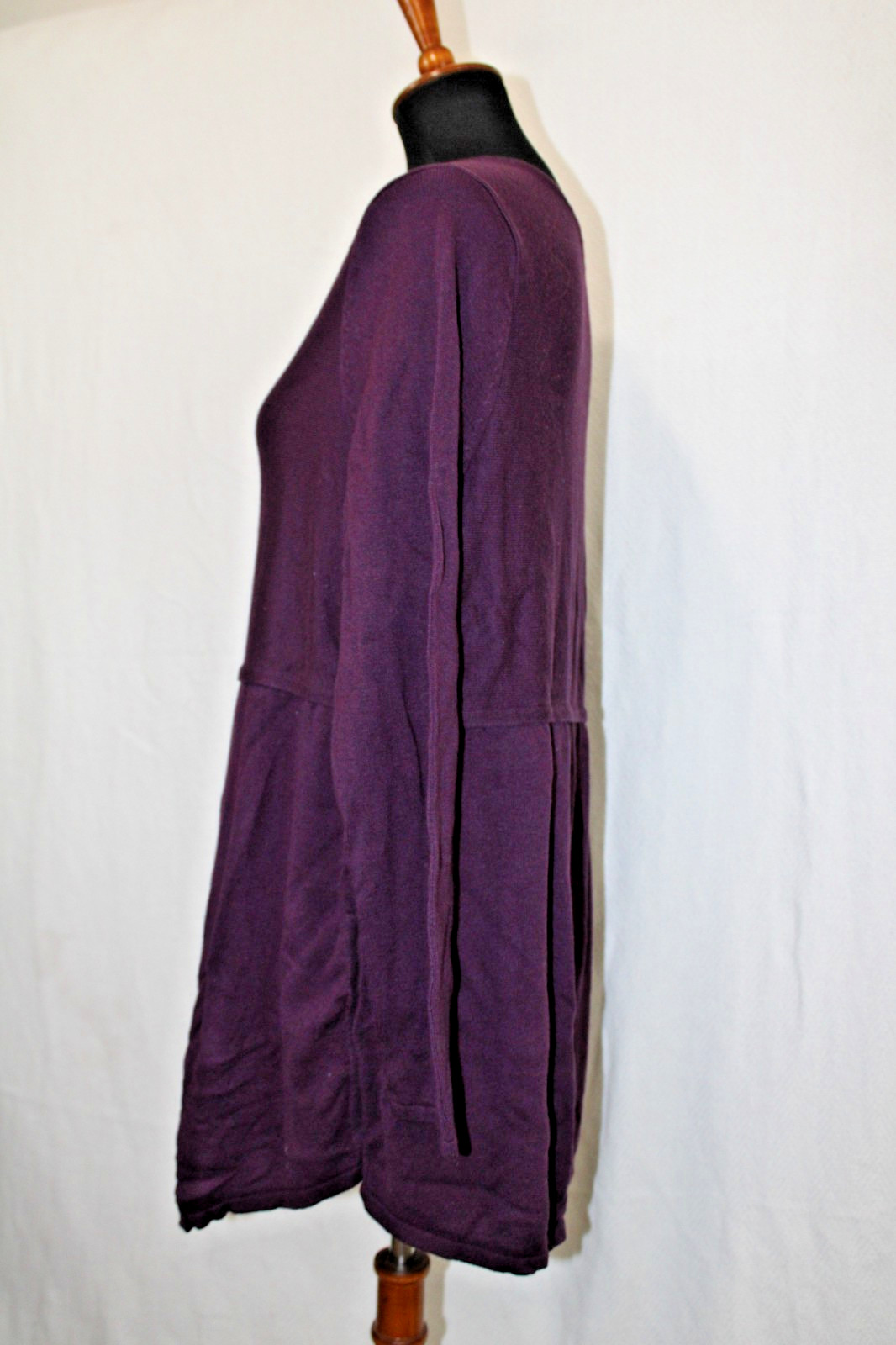 J JILL Sz L Knit Rayon Wool Blend Tunic Sweater Dark Purple Long Sleeve