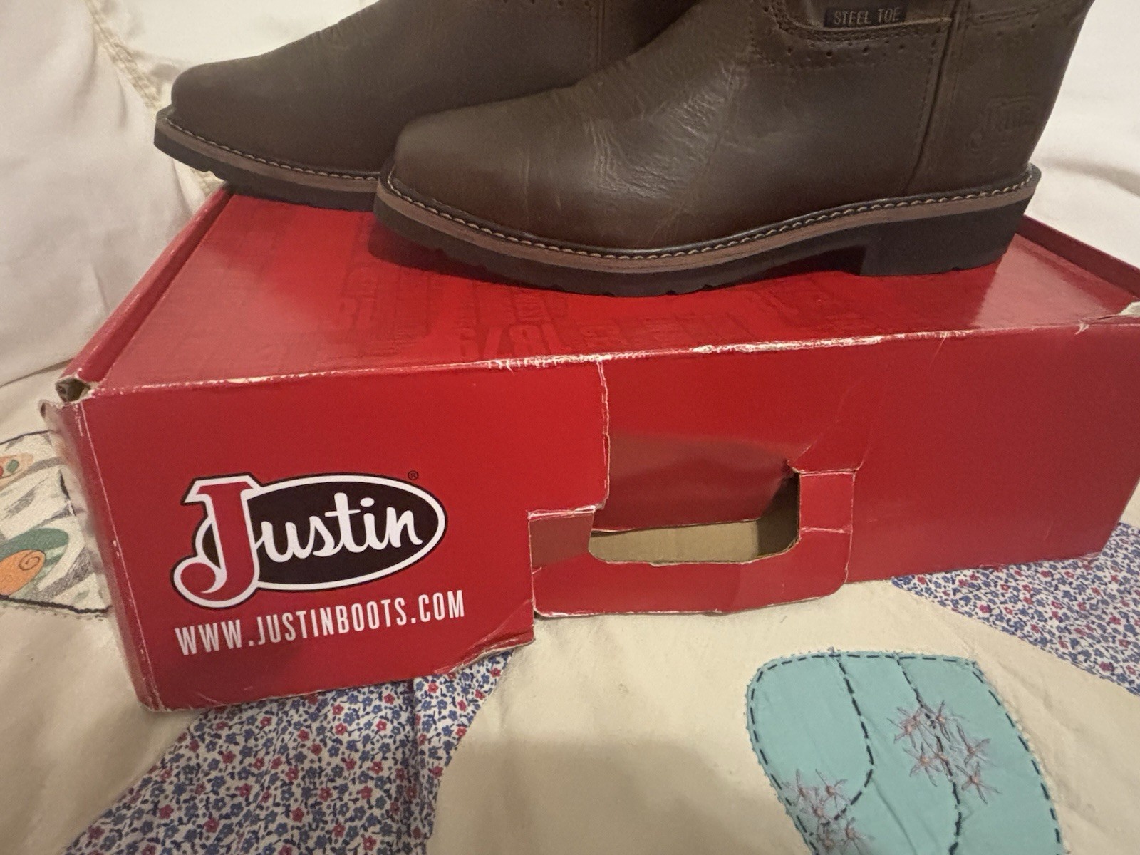 Justin WK4681 Driller Work Boots Size 11D Square Toe Soft Toe Western wear