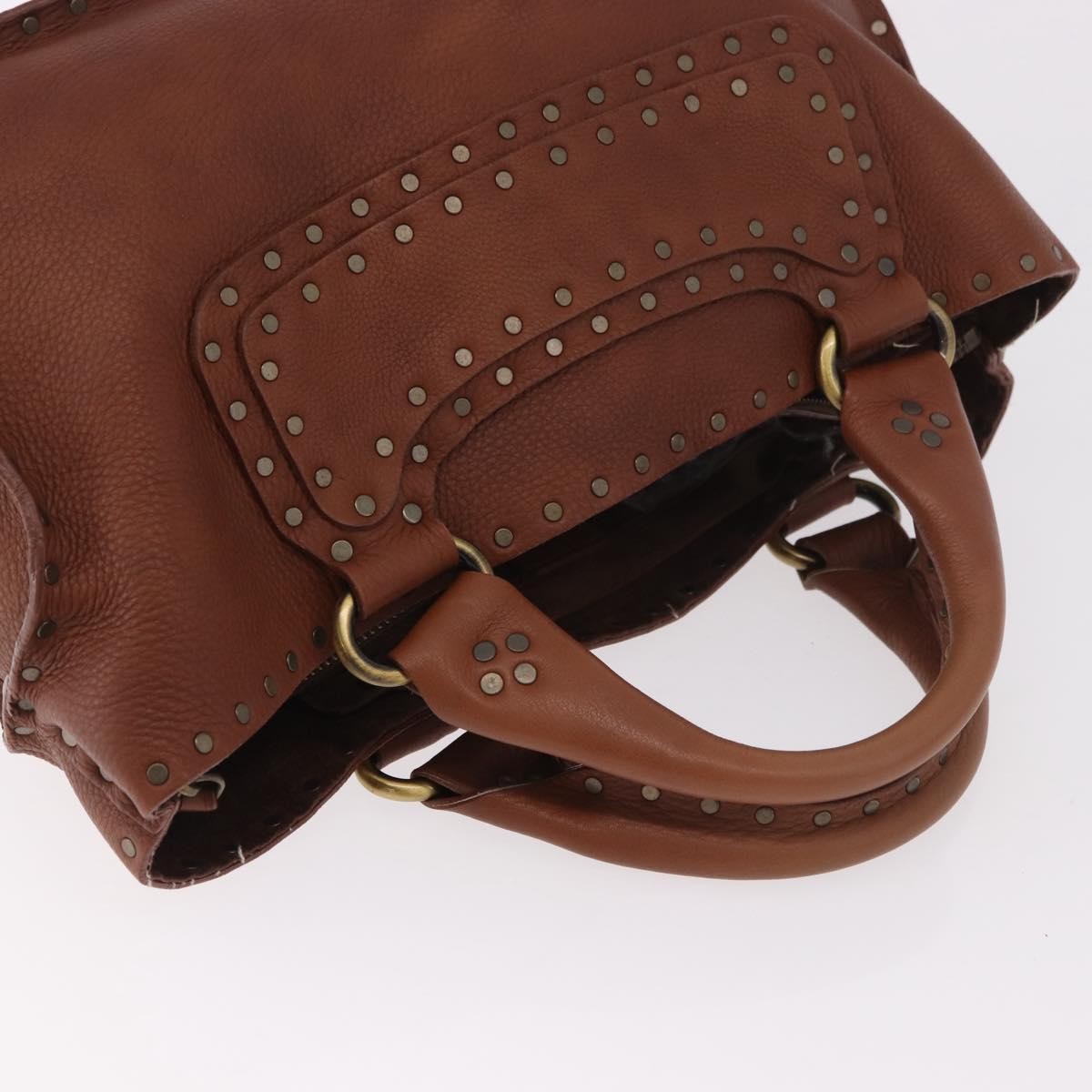 CELINE Boogie bag Hand Bag Leather Brown Auth 183952A