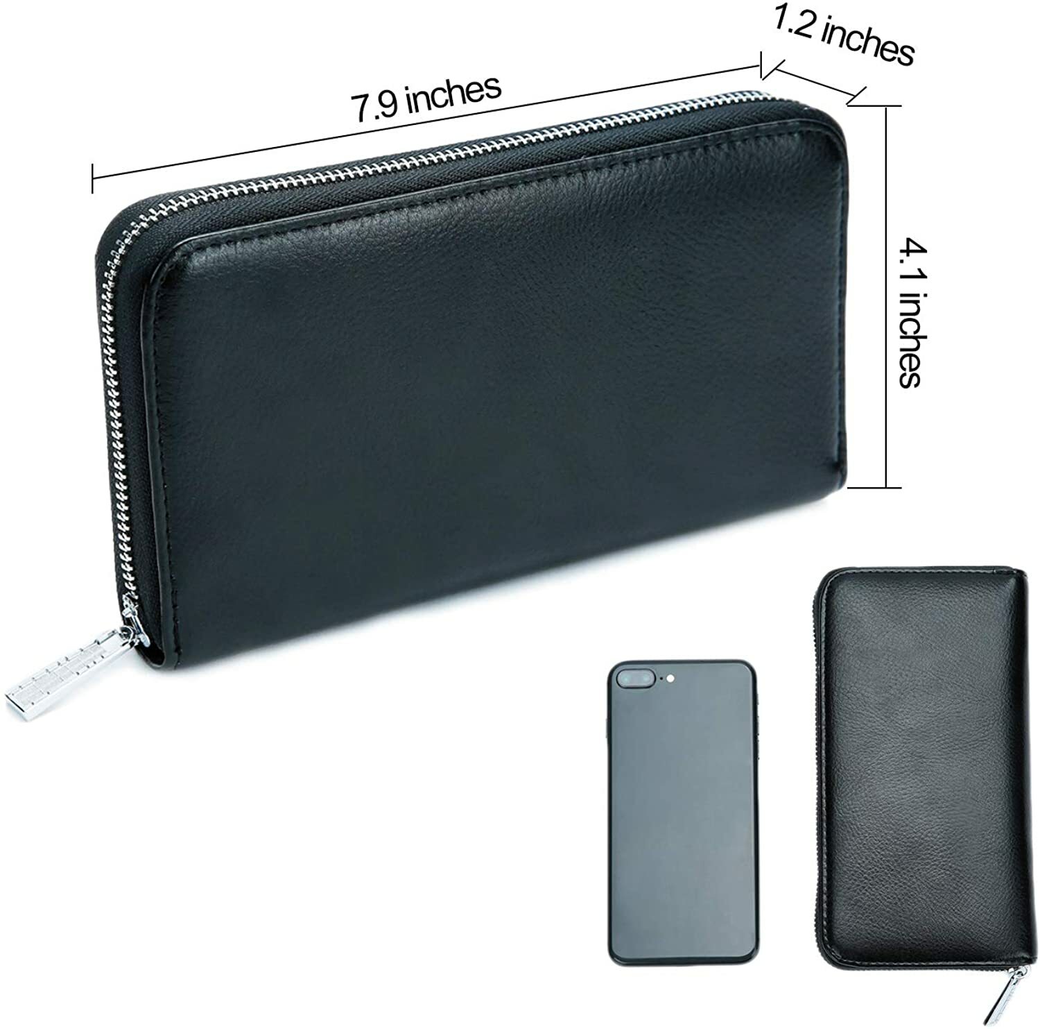 Large Capacity Credit Card Holder 36 Slots Zipper Leather Wallet RFID Blocking