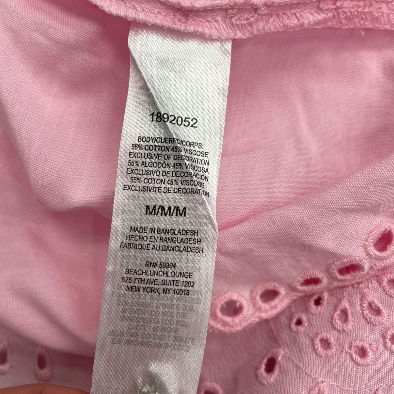 Beachlunchlounge Women’s M Pink Scalloped Hem Eyelet Blouse Short Sleeve M1051