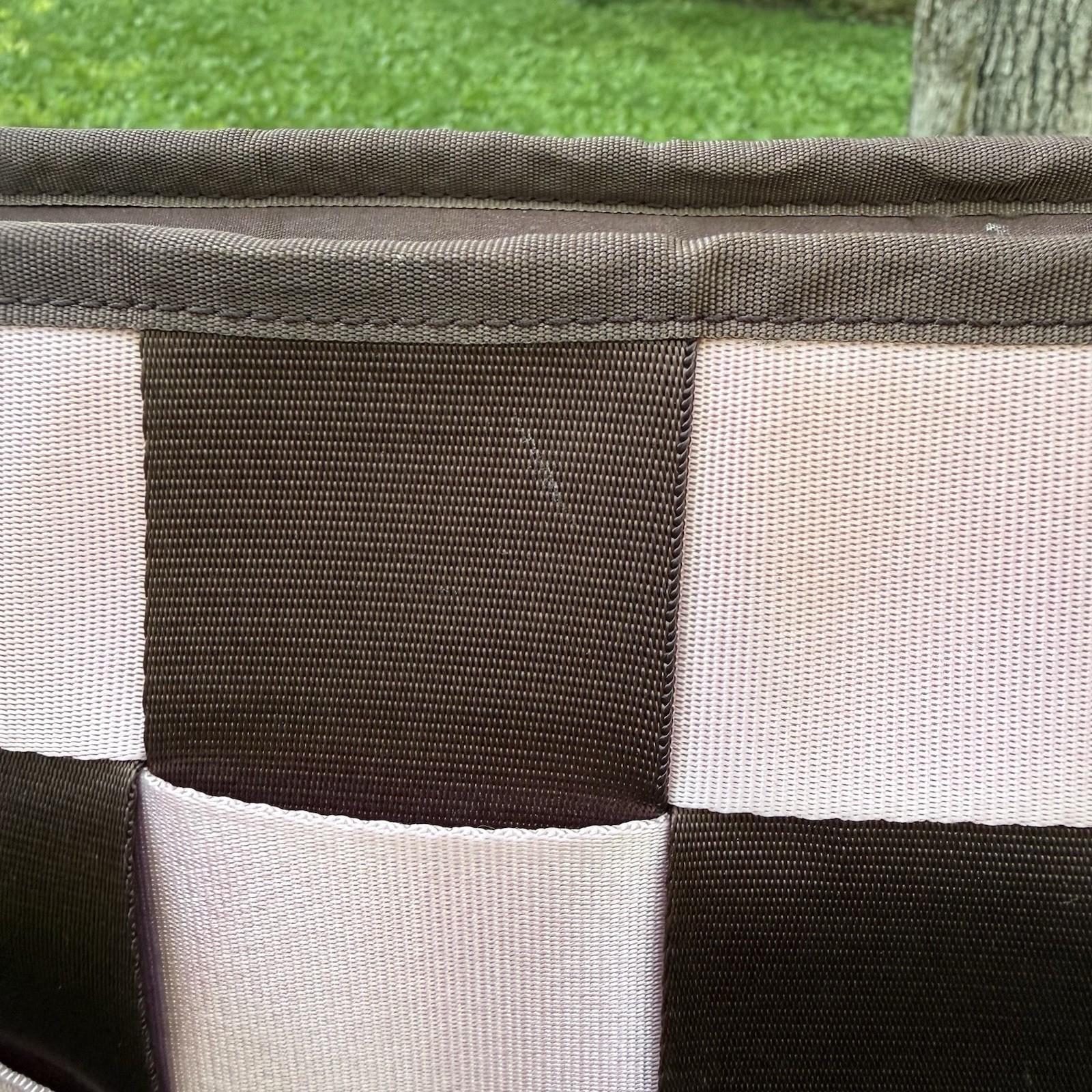 COMELY Seatbelt Bag Crossbody Purse Pink Brown Checkerboard Woven Handbag