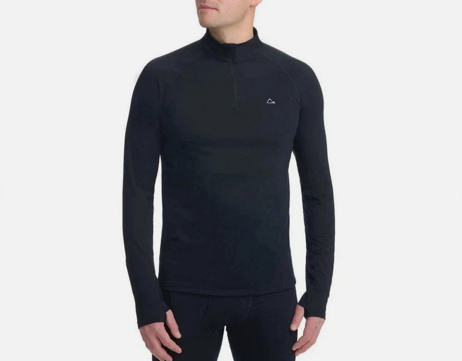 Paradox Mens Medium 1/4 Zip Merino Wool Blend Base Layer Top – Black