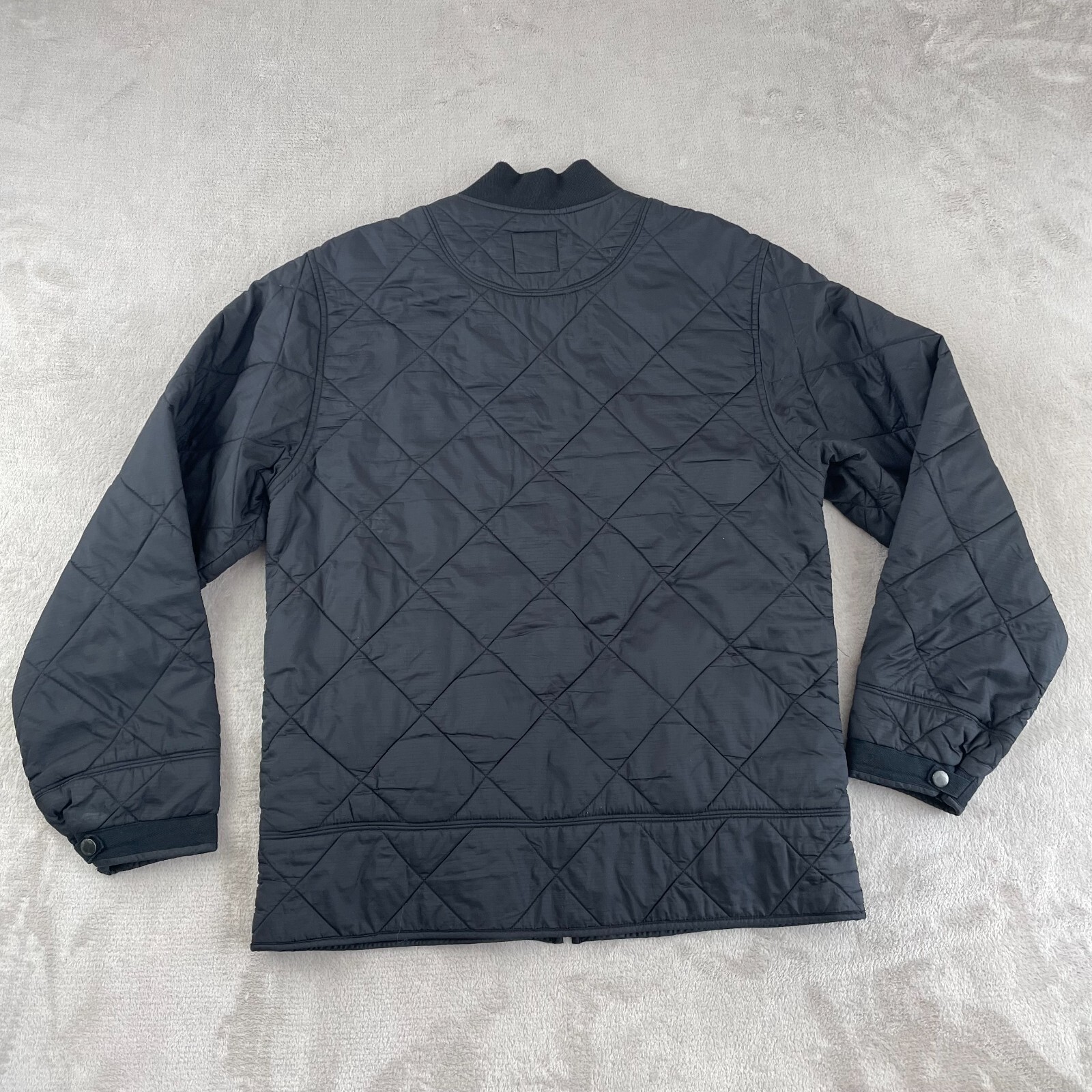 Vintage Gap Quilted Bomber Jacket Men Medium Black Full Zip Puffer Y2K