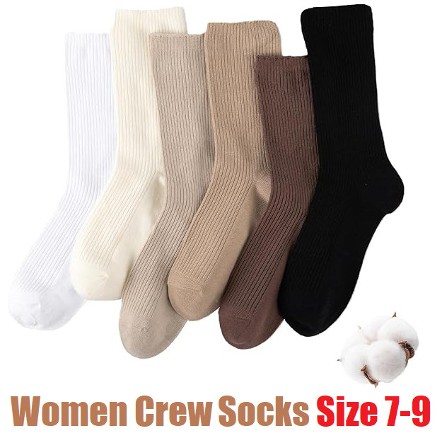 3/6 Pairs Cute Crew Socks Casual Athletic Aesthetic Cotton Socks for Fall Shoes