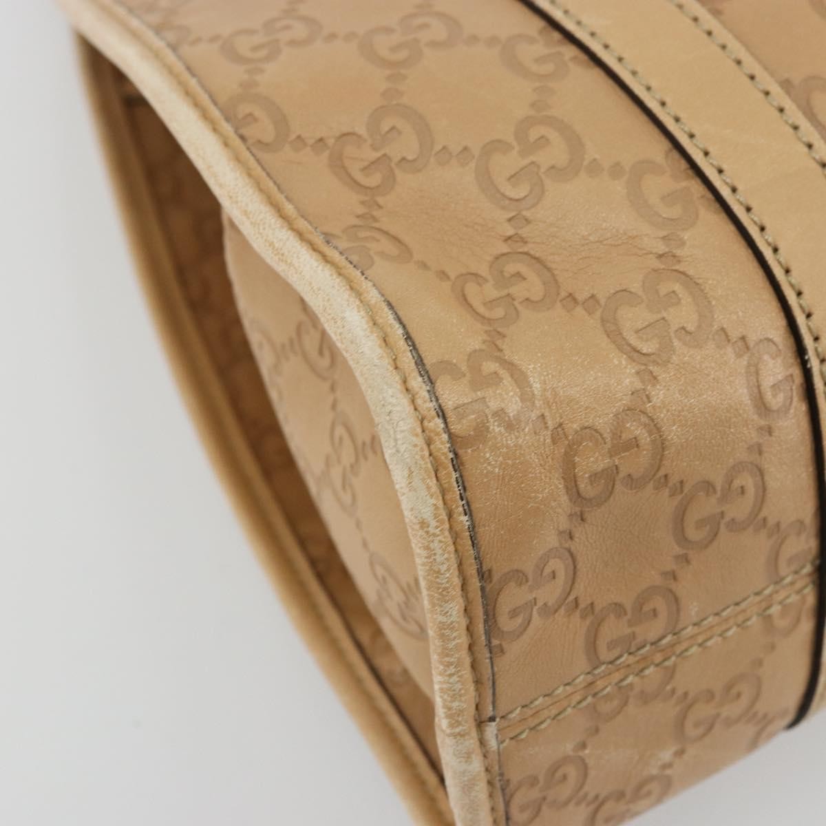 GUCCI GG Canvas Guccissima Jackie Bag Leather Gold Beige 203494 Auth ep14099
