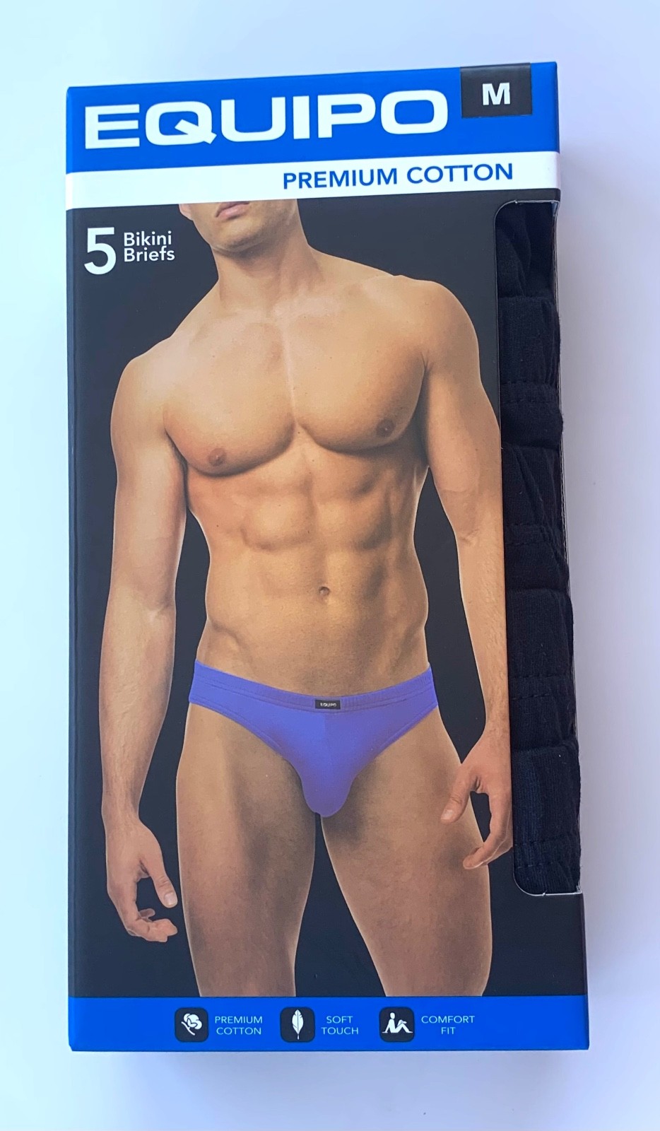 Mens equipo 5-pack Black Medium Low Rise Bikini Briefs Premium Cotton Underwear