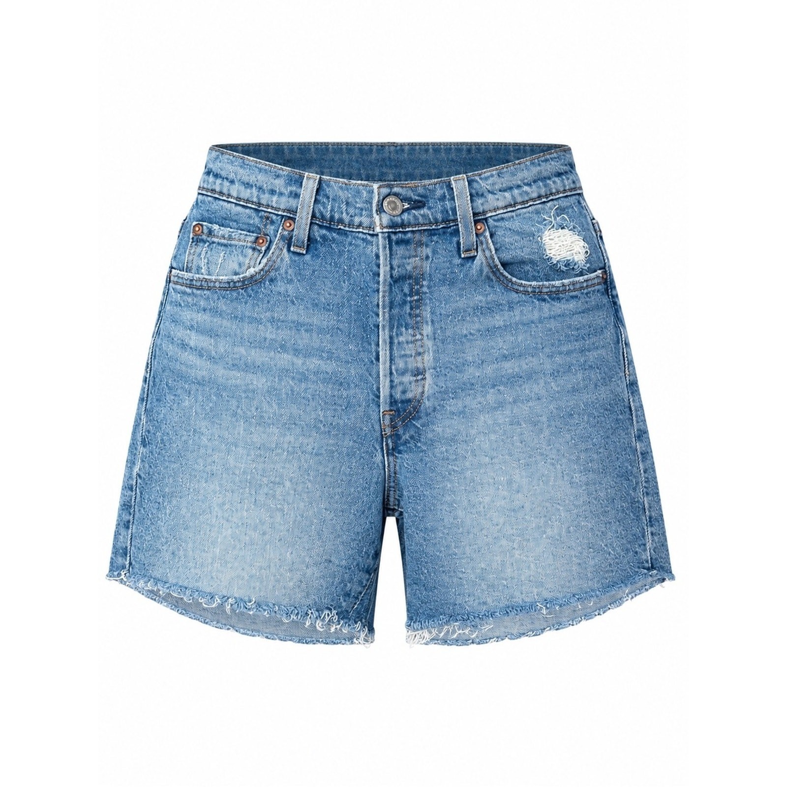 Levi’s Premium Distressed Cutoff Denim Shorts Blue Raw Hem Button-fly Size 28