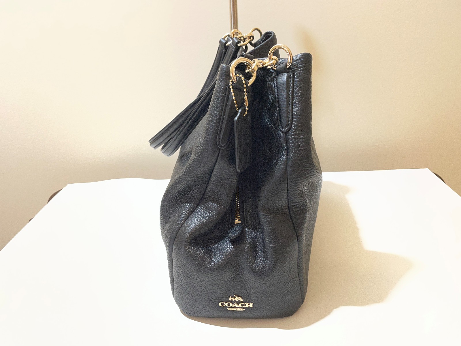 Coach Madison Phoebe Black Pebbled Leather Shoulder Bag