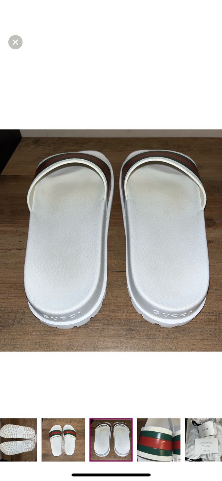 Gucci Men’s Web Pool Slides Sz.6