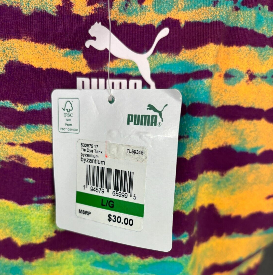 Puma Tie Dye Tank Top 95% Cotton 5% Spandex Large Multicolor New With Tag’s.
