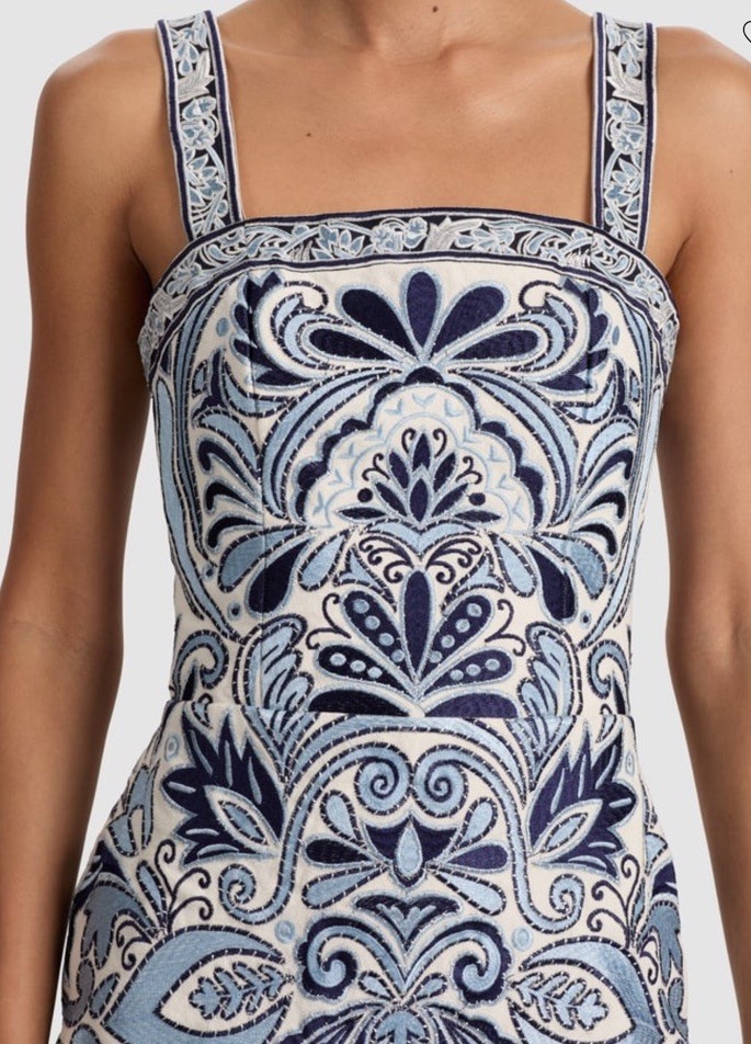 Alice + Olivia Kaiser Embroidered Canvas Mini Dress NWT $695.00 Sz 14