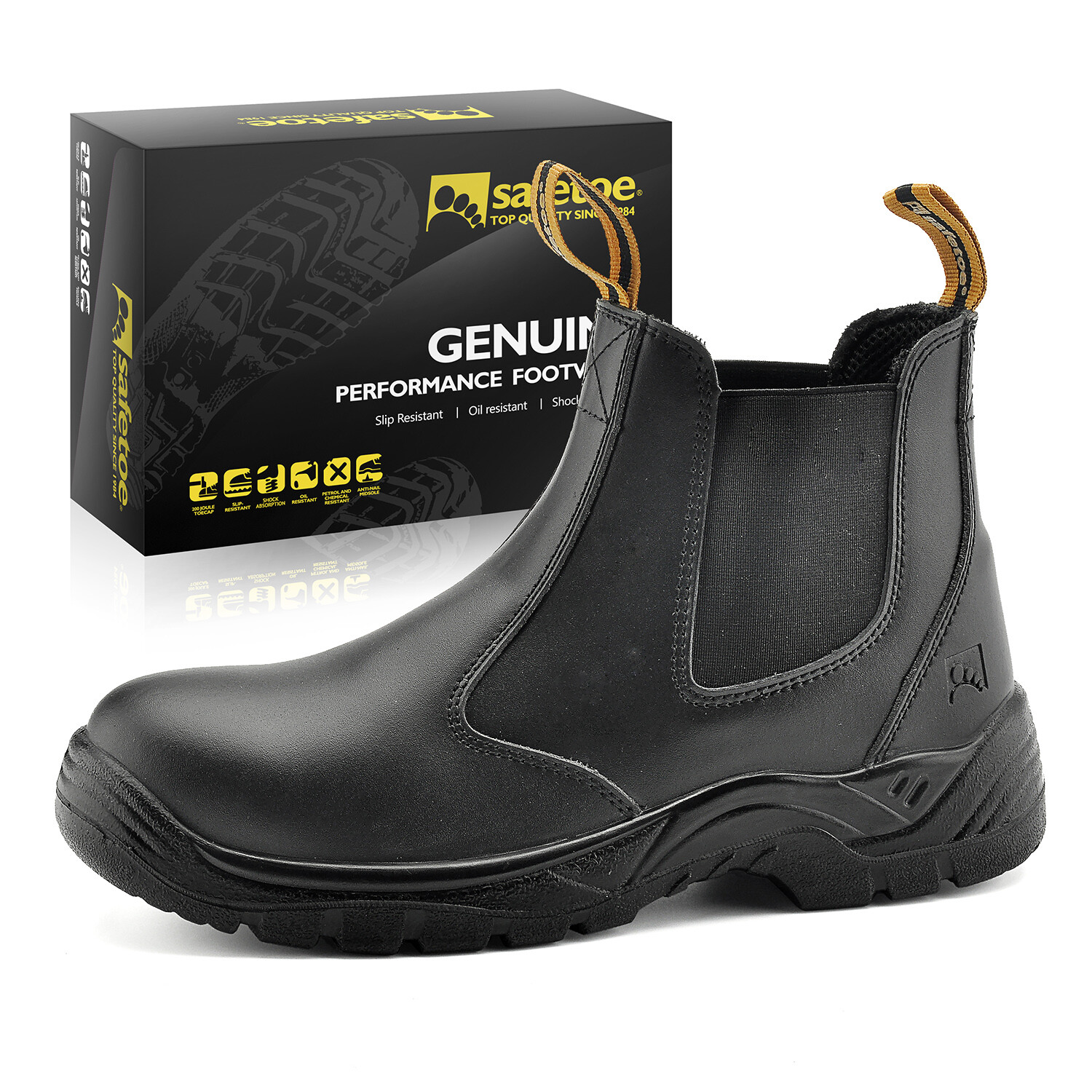 SAFETOE Safety Boots Men Work Shoes Leather Steel Toe Water Resistant Breathe