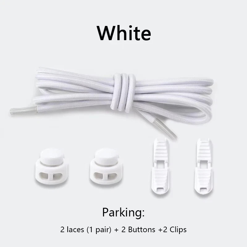 No Tie Elastic Shoelaces Lock Laces Shoe Strings Sports w/ Locking Toggle