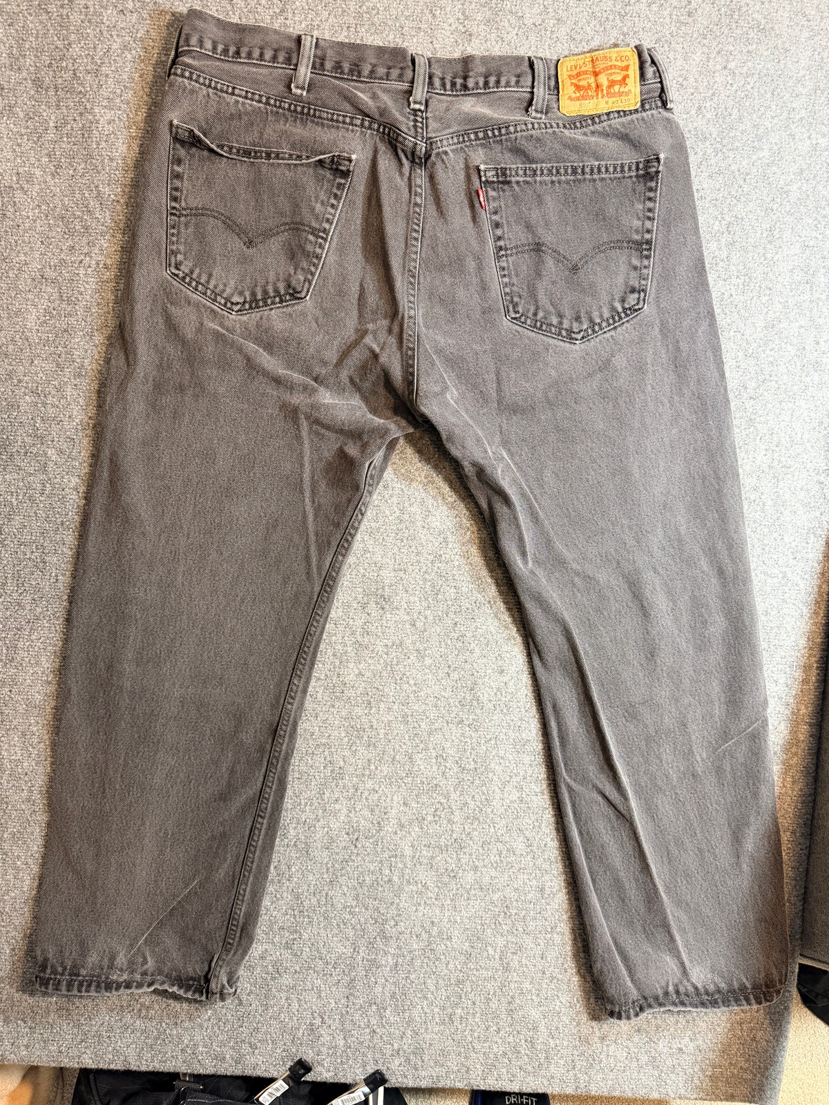 Levis 505 Mens Jeans 40×30 Black Washed Denim Regular Fit Straight Leg