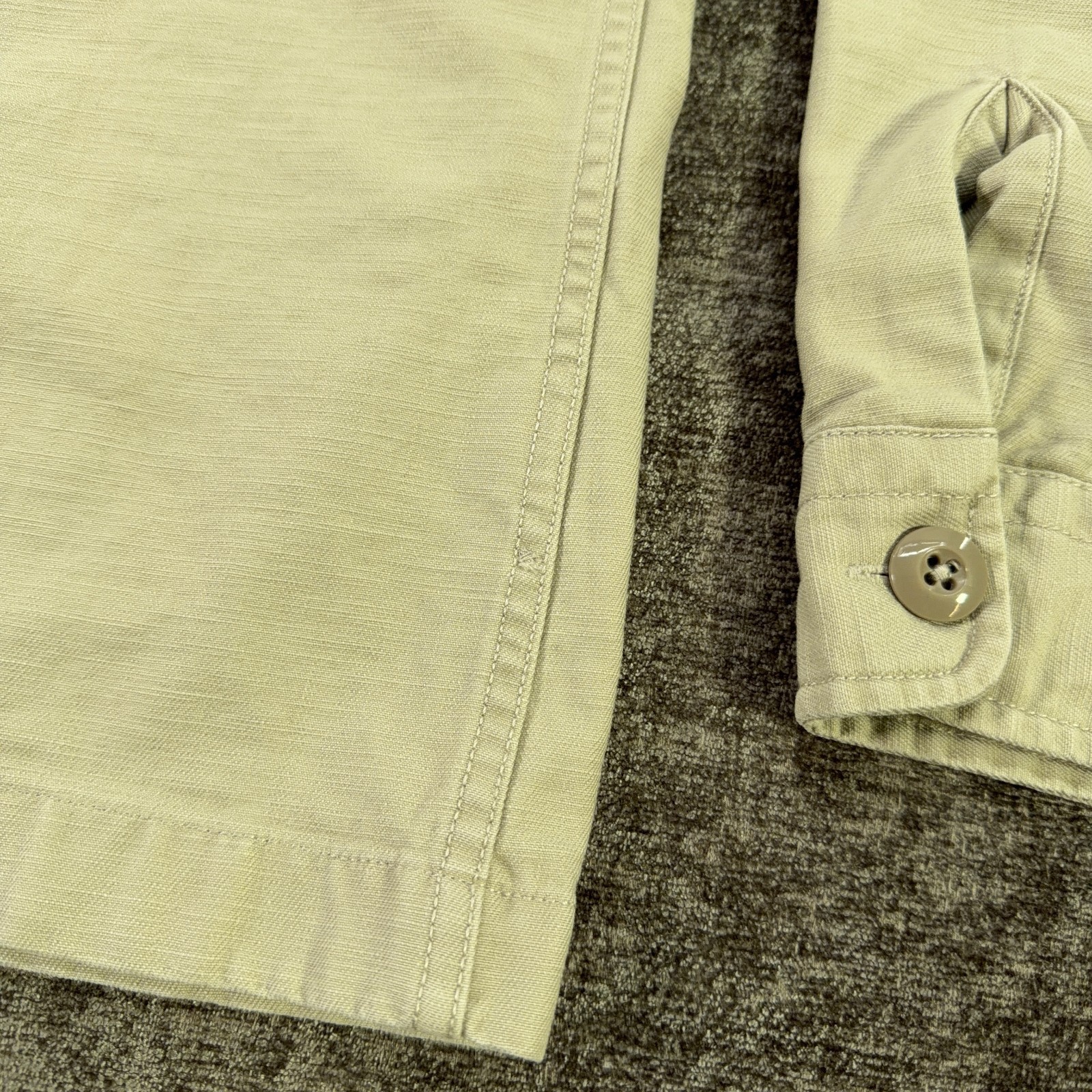 J.Crew Wallace & Barnes Shirt Jacket Men Medium Beige Military Work Chore Canvas