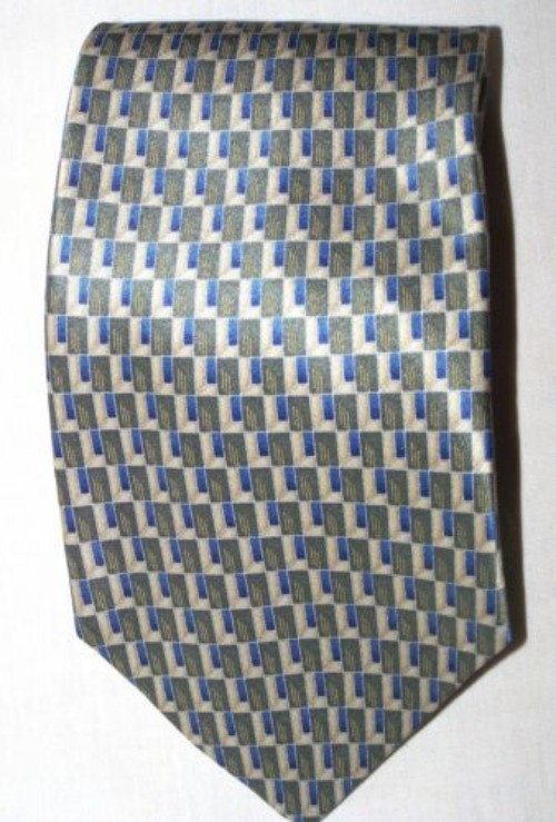 Tie Brown Blue Tan Geometric Design Dockers Silk 58 ” L 3 1/2 ” W