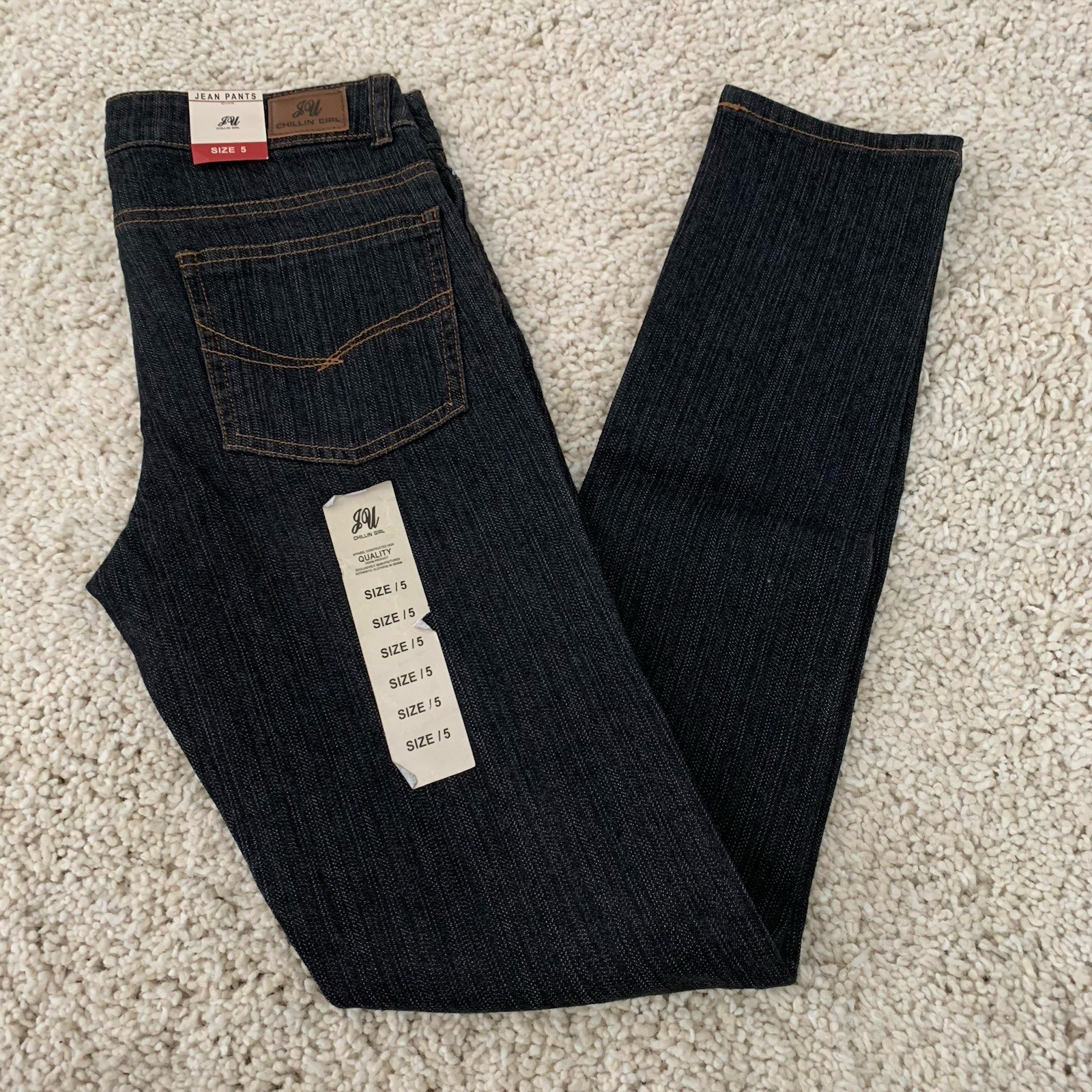 Chillin Girl Jeans Juniors Sz 5 Dark Wash Stretch Skinny Cotton Blend NEW