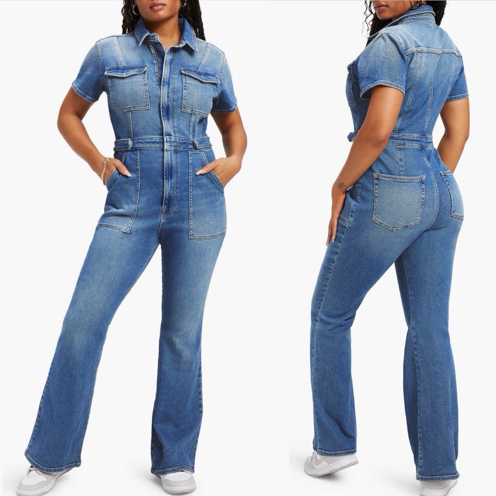 NWT Good American Fit For Success Denim Jumpsuit Size Petite M NWT