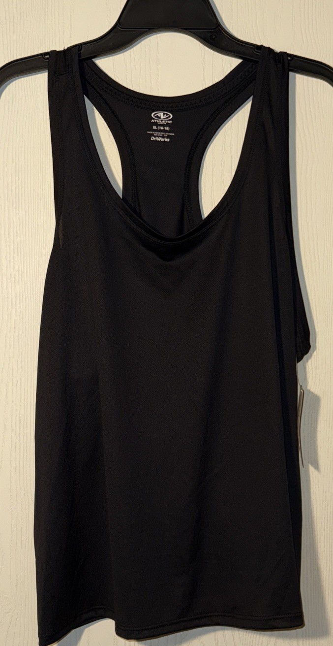 Womens Exercise Tank Athletic Works Black Pullover Top Shirt Size XL 16-18