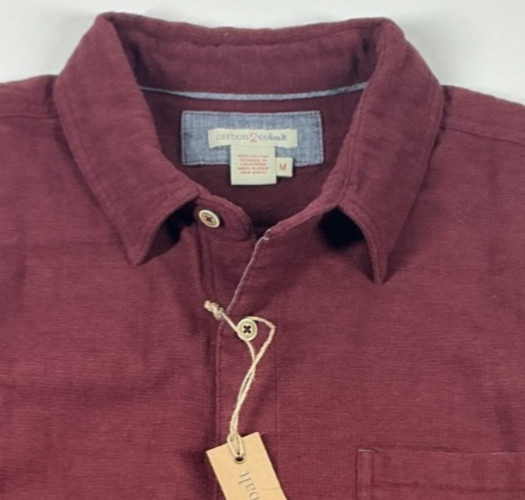Carbon 2 Cobalt Shirt Mens Medium M Burgundy Red Waffle Knit Button Up NWT