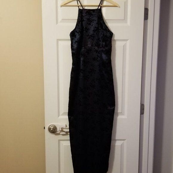 VTG Breakin Loose Formal Halter Pencil dress Juniors size 7 90s Prom Velvet
