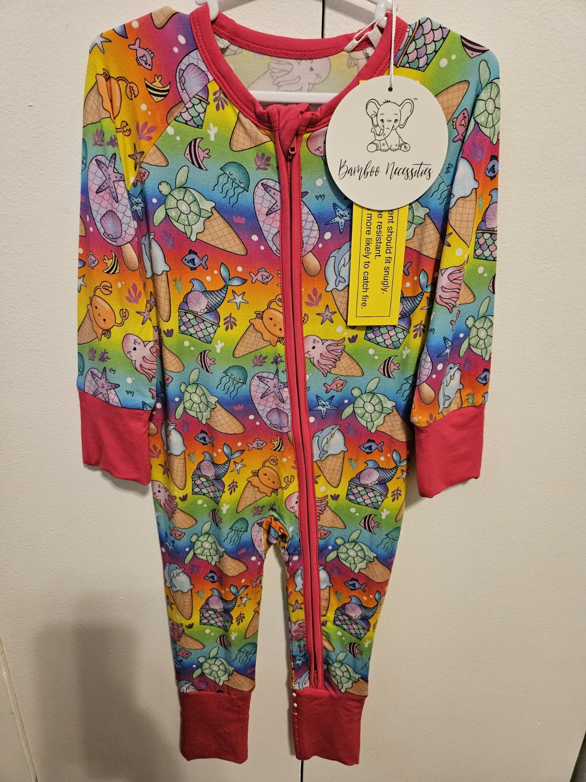 Bamboo Necessities Sea Life Mermaid Graphic Print Zip Sleeper Bamboo Knit 6-12M