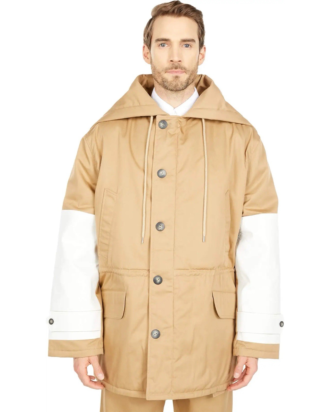 Blue Marble Paris Patched Parka Men Size Large Color Beige NEW!!