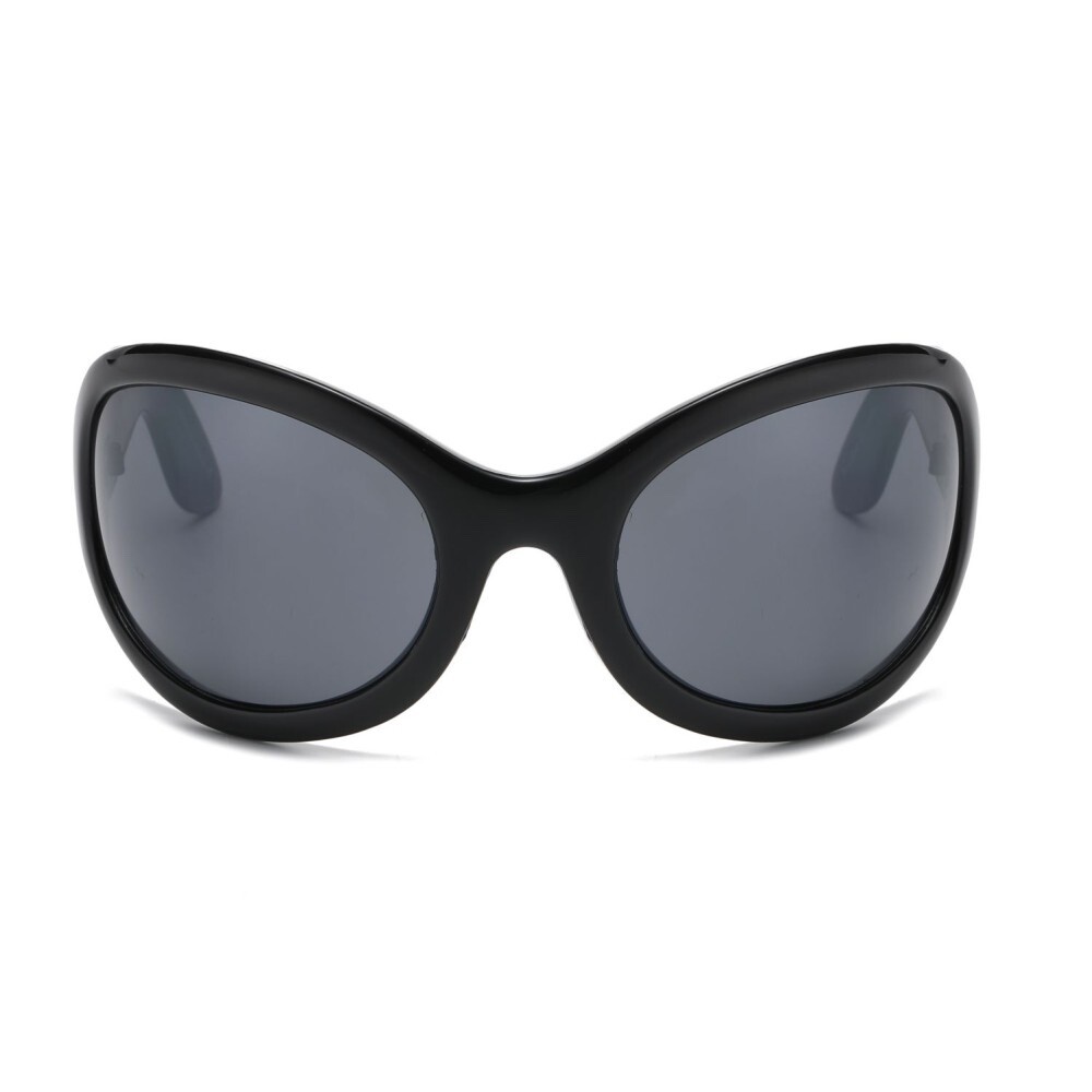 Oversized Sunglasses Blue Yellow Red Purple Lens Black Frame Wrap Around Outdoor