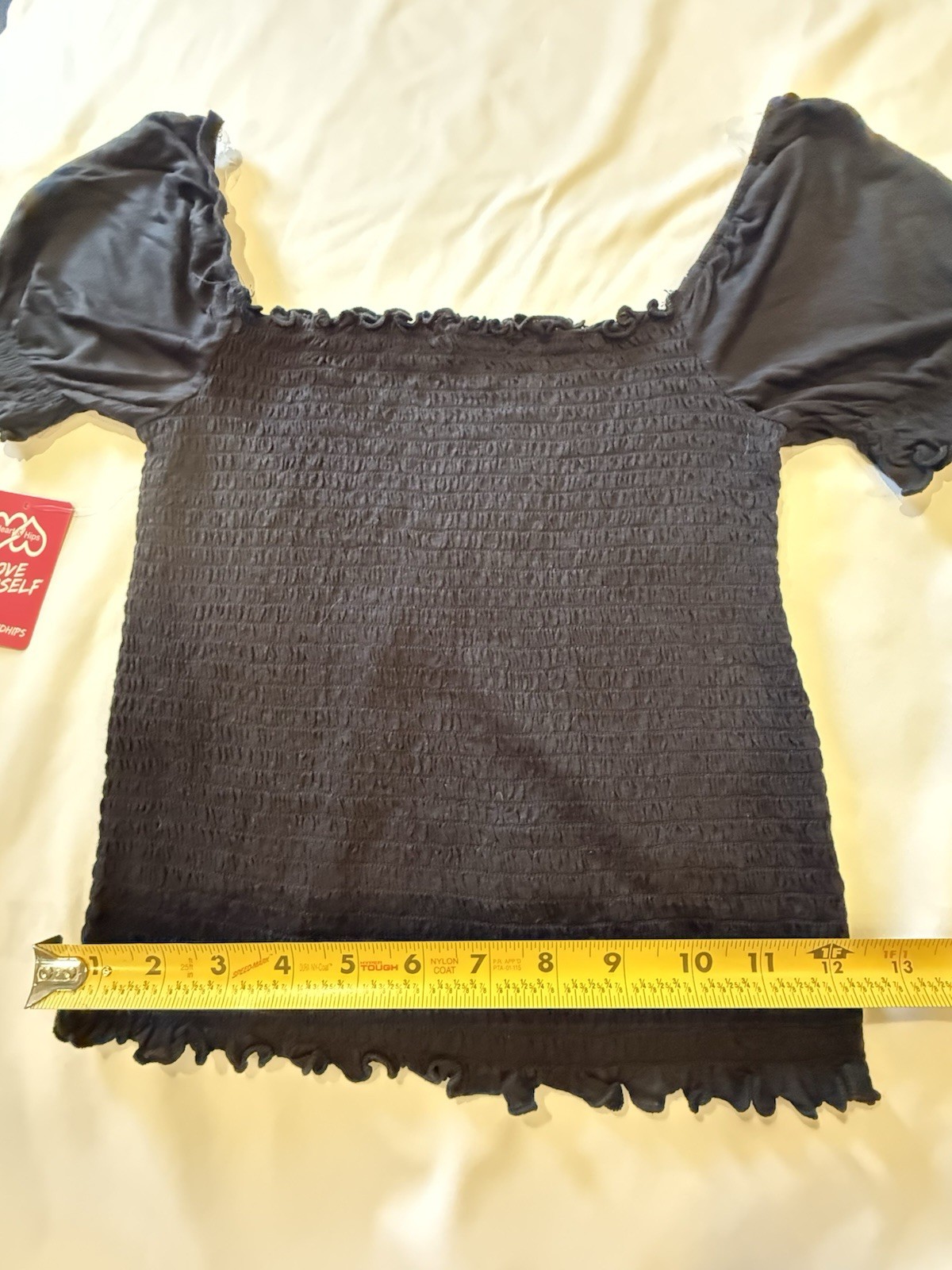 Heart & Hips Women’s Small Black Smocked Puff Sleeve Cottagecore Top NWT