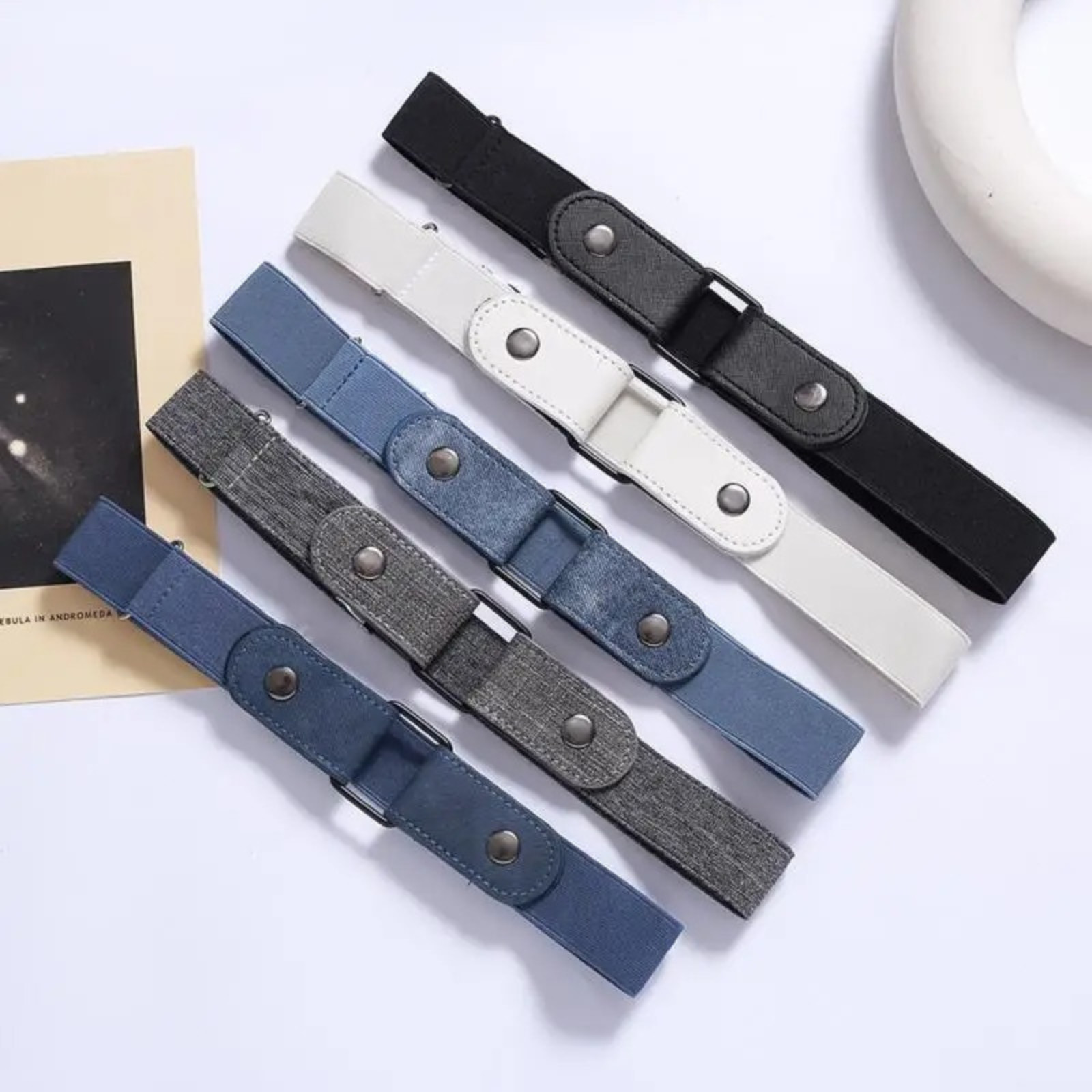 Buckle Free Elastic Stretch Belt Adjustable Invisible Waist Belt for Men Women