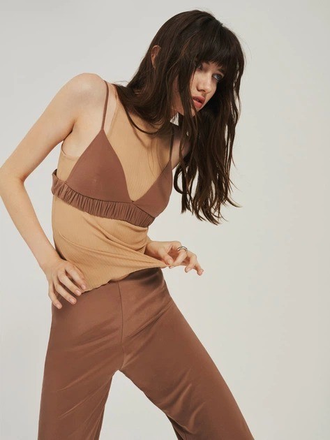 Zara Pink Nude Elastic Band and Adjustable Straps Triangle Bralette Size Small