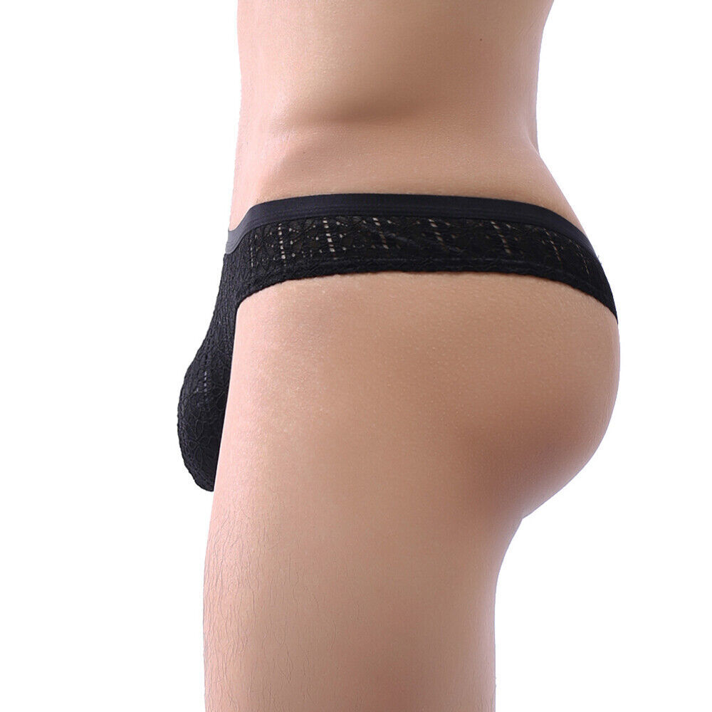 Mens Lace G-string Sexy Sissy Thongs Bikini Briefs Shorts Lingerie Underwear US