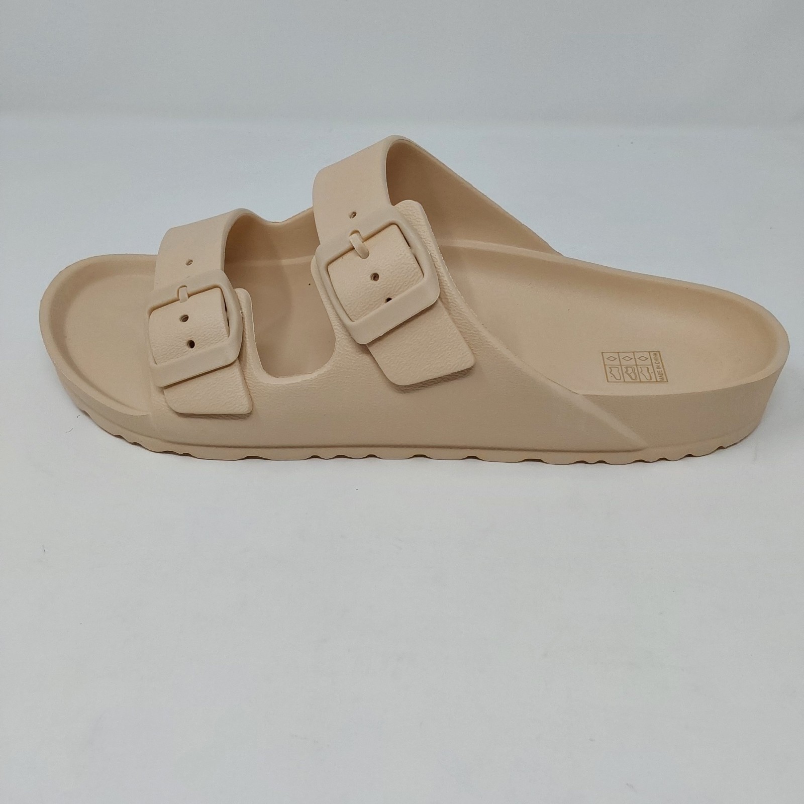 Women’s Double Buckle Comfort Slide Sandals Beige Size EU 40 US 9-9.5