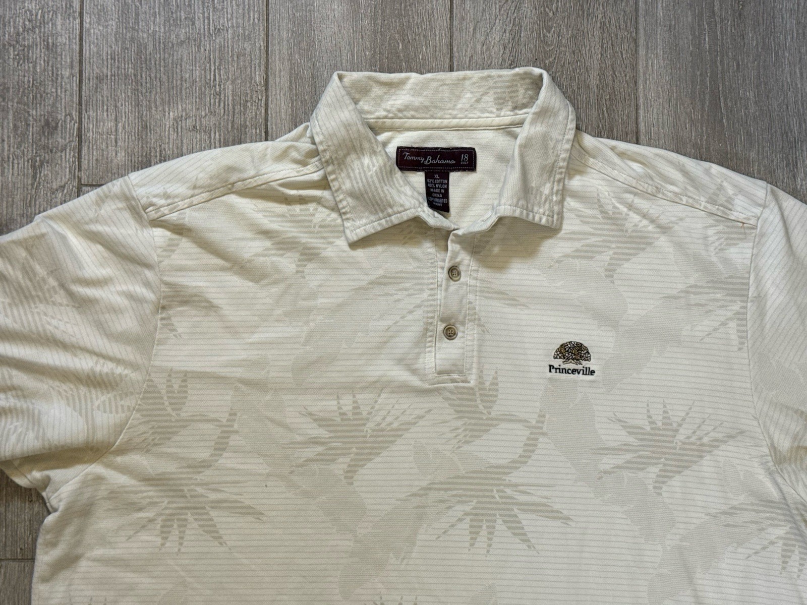 Tommy Bahama 18 Golf Polo Shirt Mens XL White Princeville Resort Tonal Jacquard