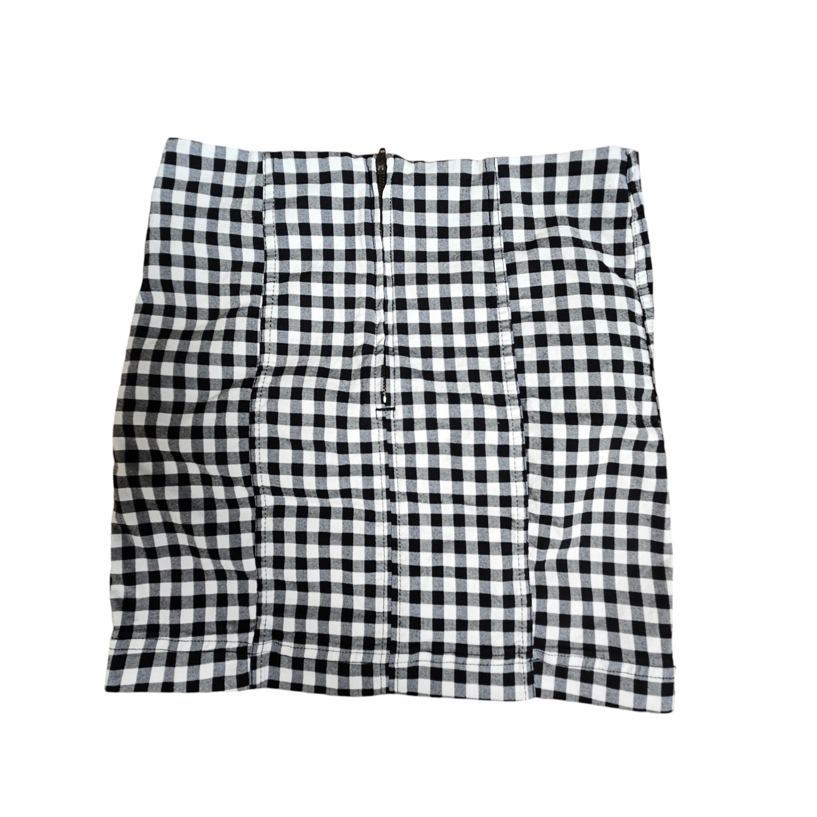 Free People Modern Femme Novelty Black & White Gingham Mini Skirt 6 Cotton Poly