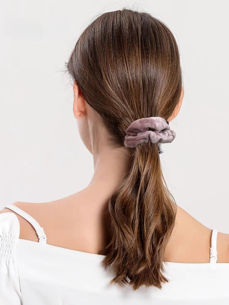(10 Pack) Assorted Color Small Velvet Scrunchies For Thin Hair Women