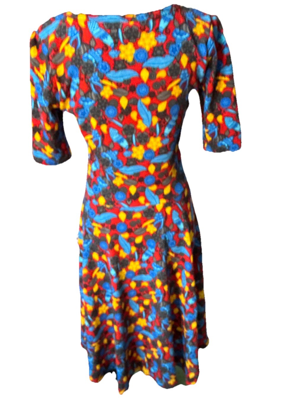 LuLaRoe Women’s M Multicolor Floral Jersey Fit & Flare Knee Dress 3/4 Sleeve